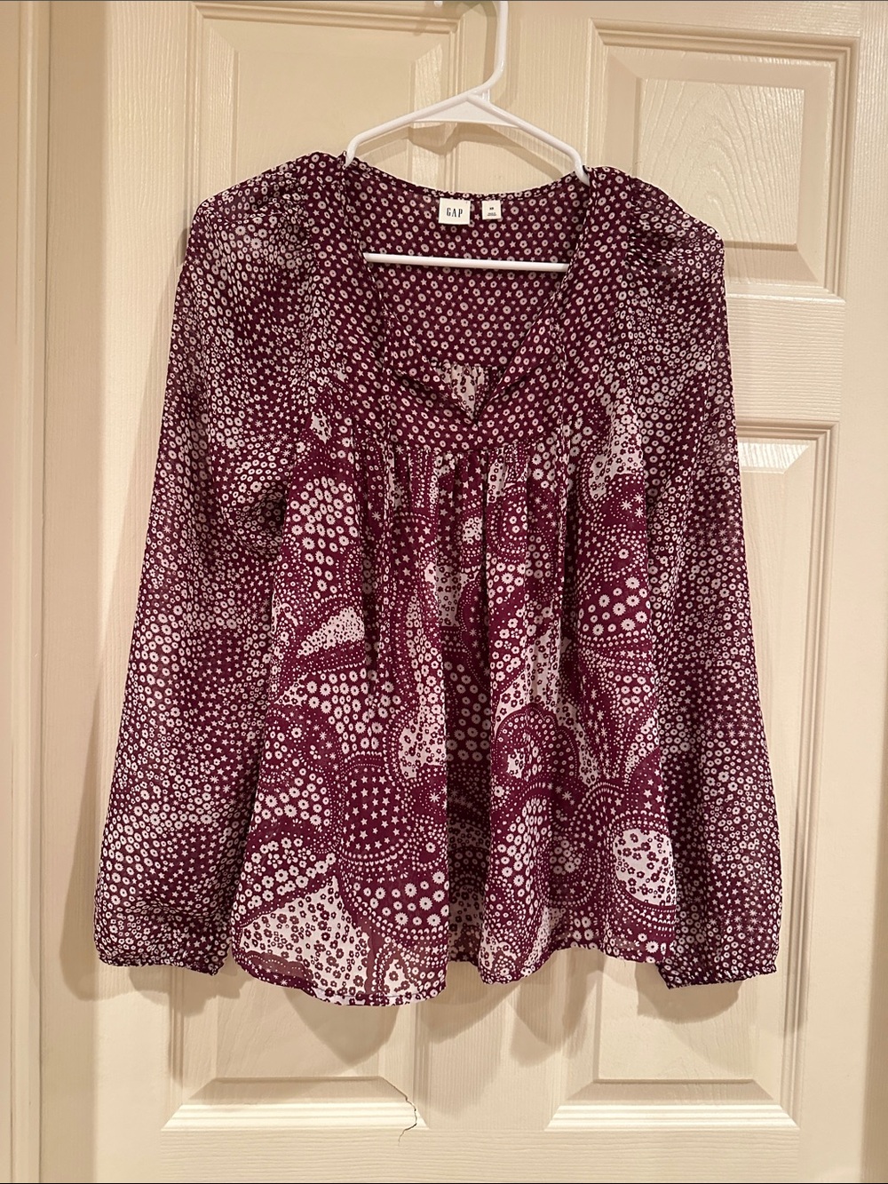 GAP Purple Paisley Dot Long-Sleeve Blouse
